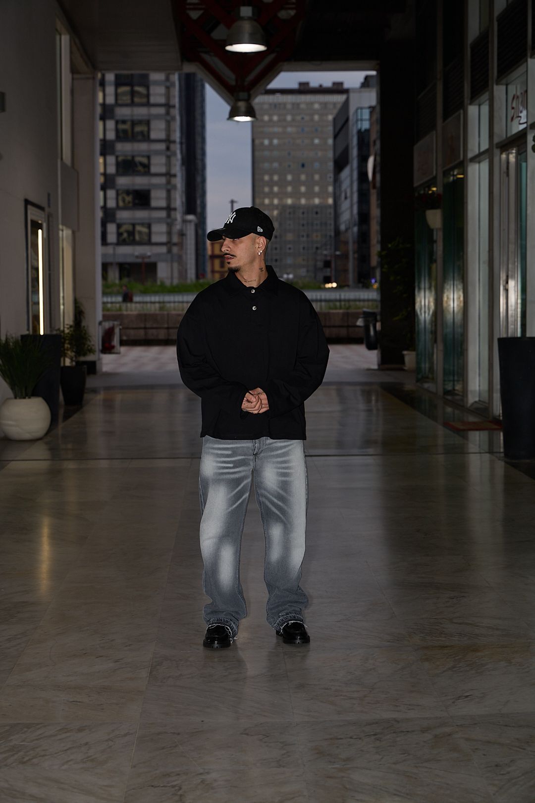 Jeans Flared Grey Washed