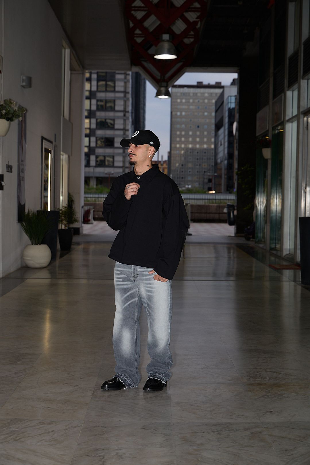 Jeans Flared Grey Washed